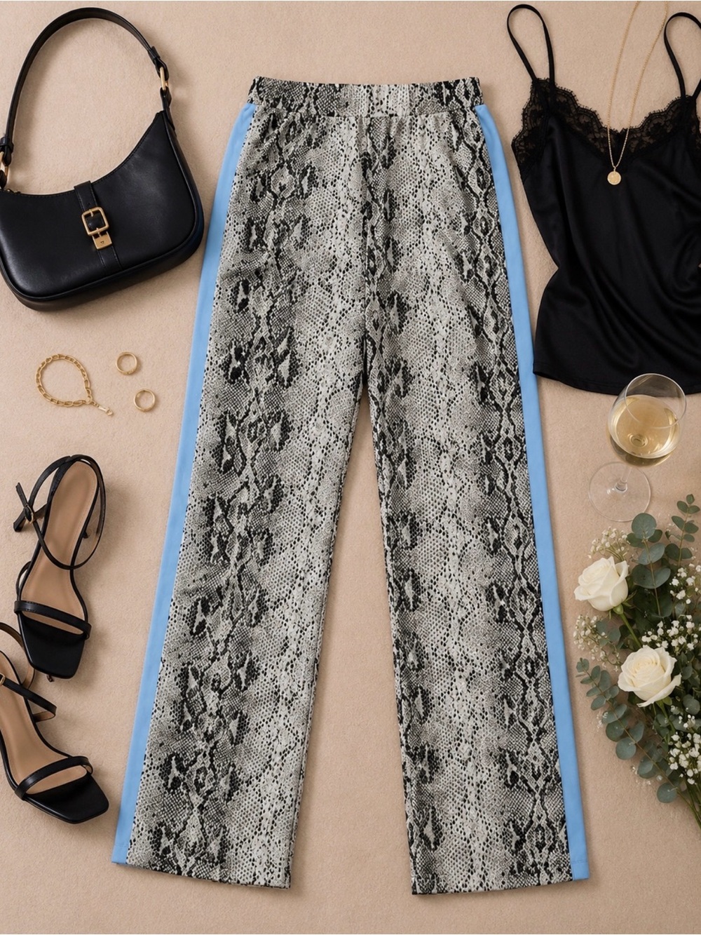 Confidence Queen Snake Print Pants